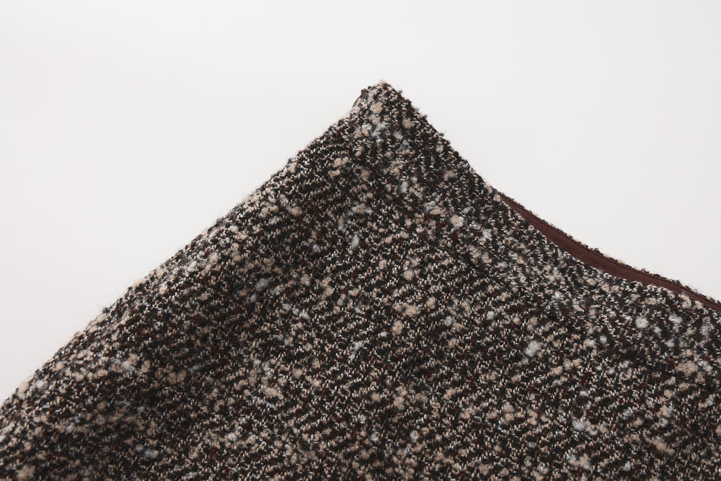 Coffee-Colered Tweed Pencil Skirt