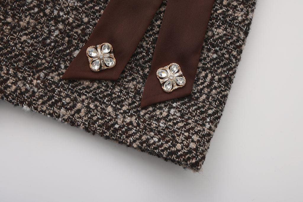 Coffee-Colered Tweed Pencil Skirt