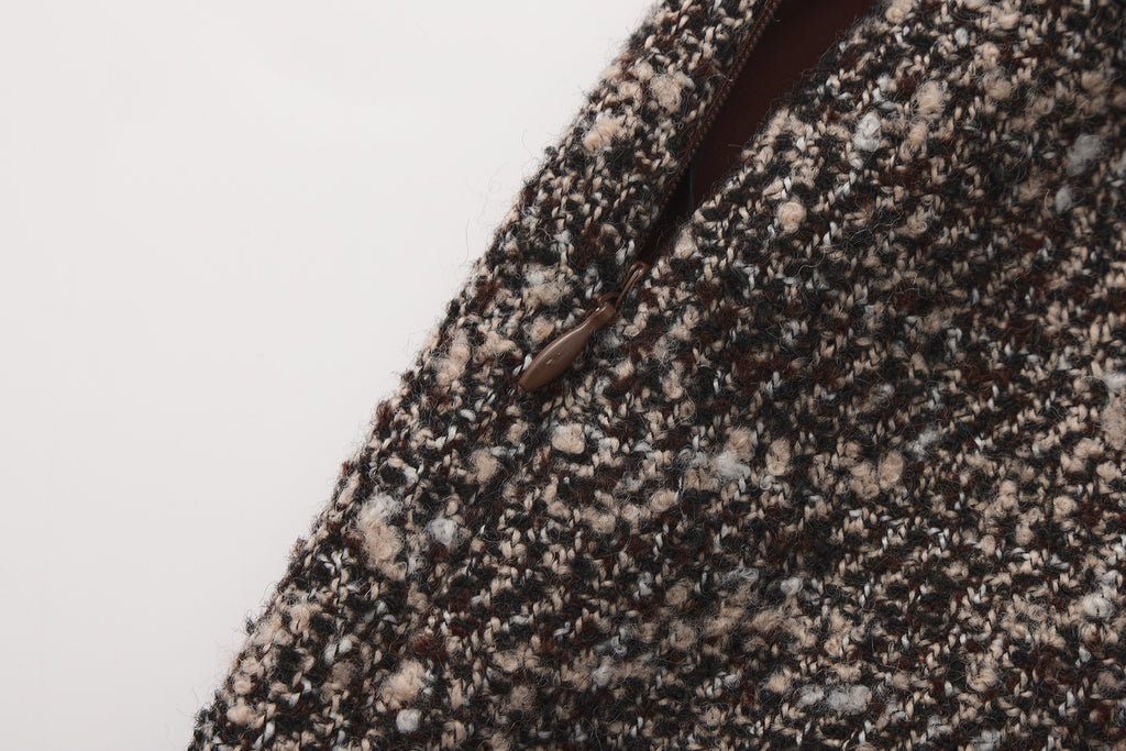 Coffee-Colered Tweed Pencil Skirt
