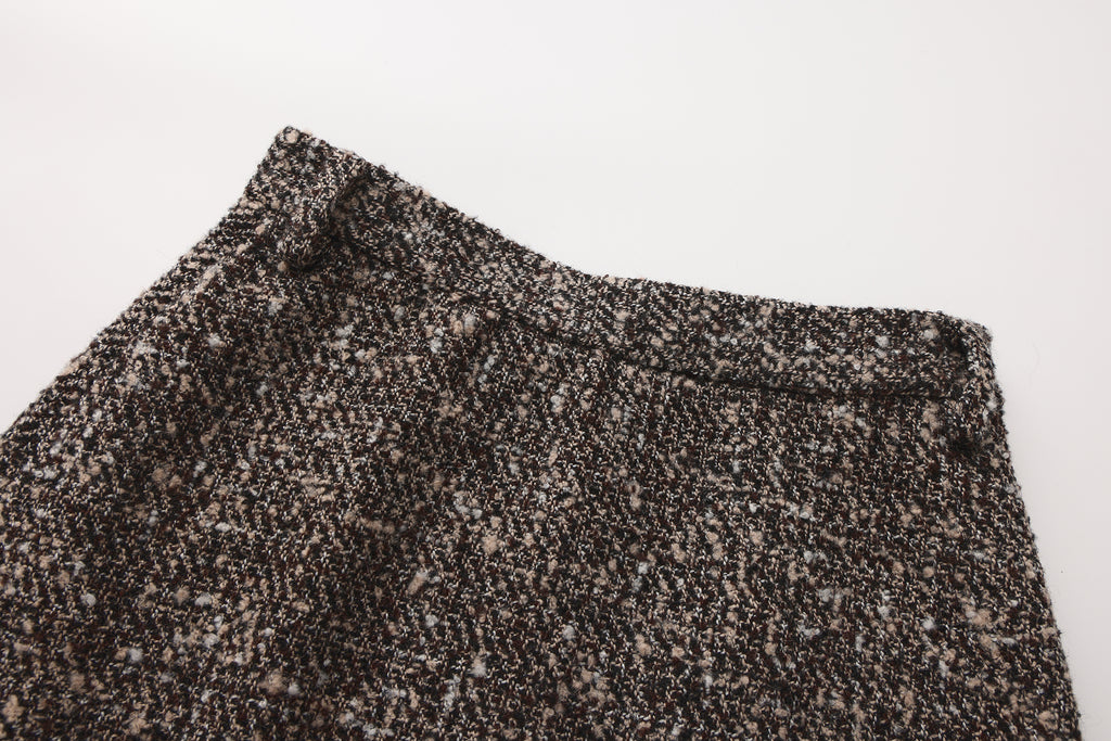Coffee-Colered Tweed Pencil Skirt
