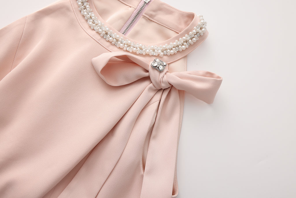 Pink Beaded Halter Cropped Top