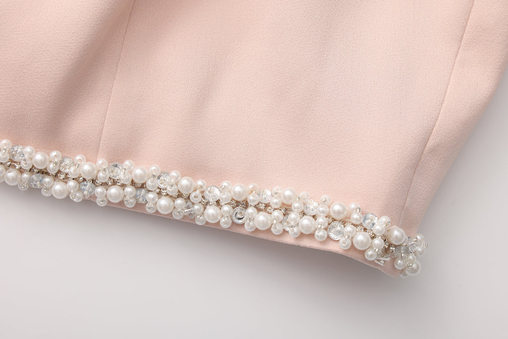 Pink Beaded Halter Cropped Top