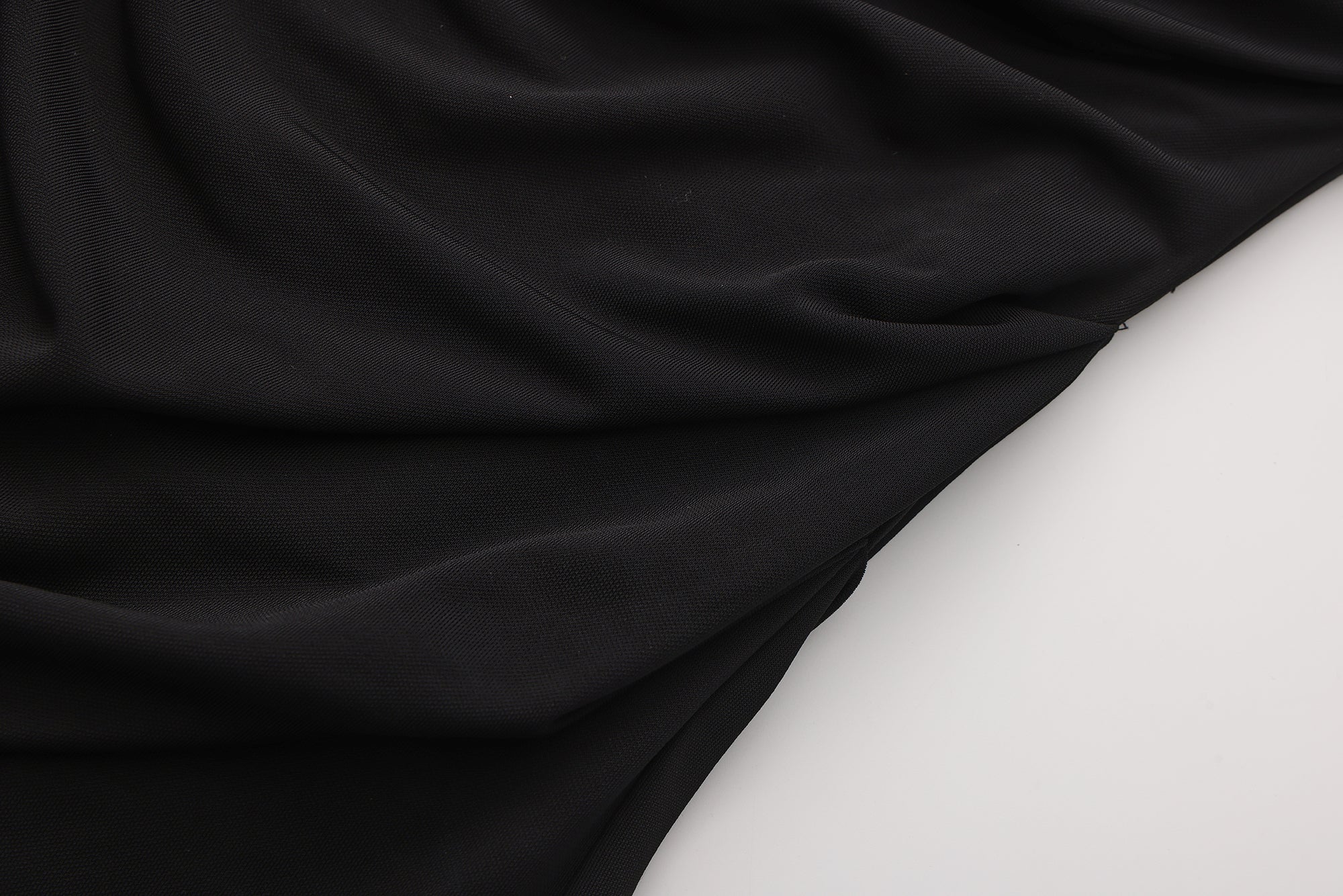 Black Metal-Strapped Ruched Fitted Dress