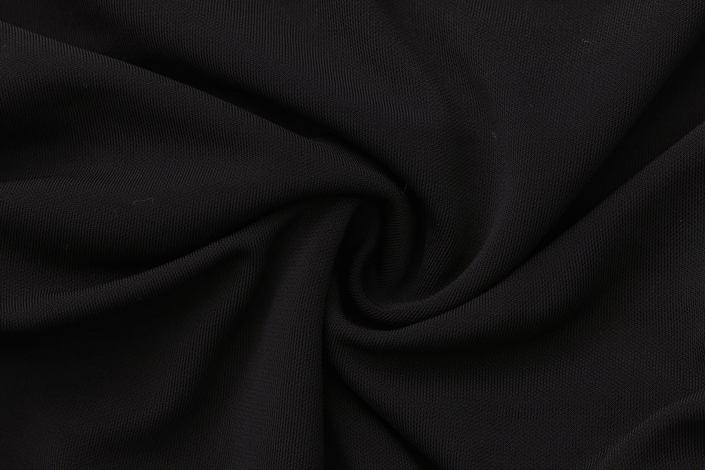 Black Metal-Strapped Ruched Fitted Dress