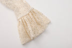 Beige Lace Fitted Waist Dress