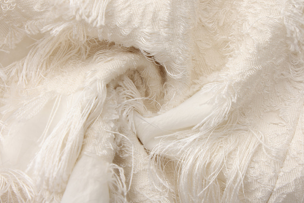 Beige Lace Fitted Waist Dress