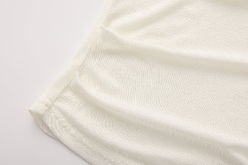 White Off-The-Shoulder Pleated Bow Ribbon Blouse