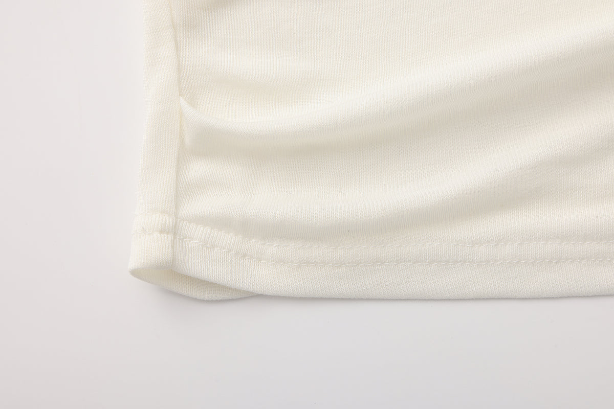 White Off-The-Shoulder Pleated Bow Ribbon Blouse