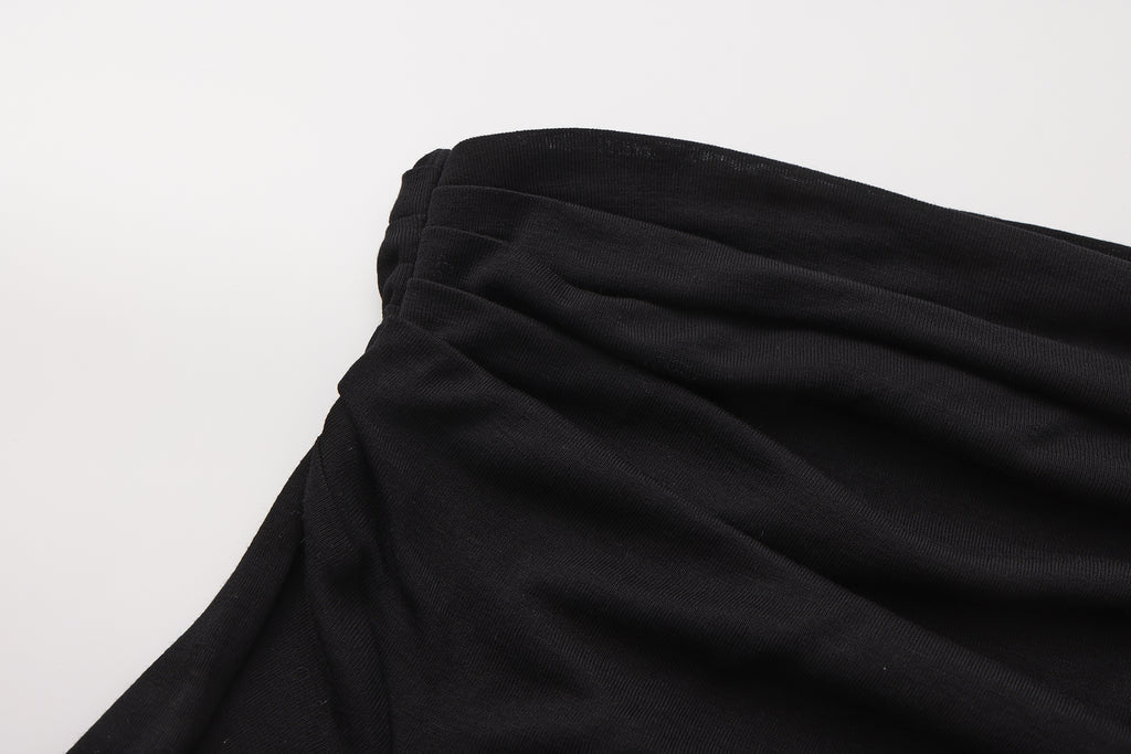 Black Off-The-Shoulder Pleated Bow Ribbon Blouse