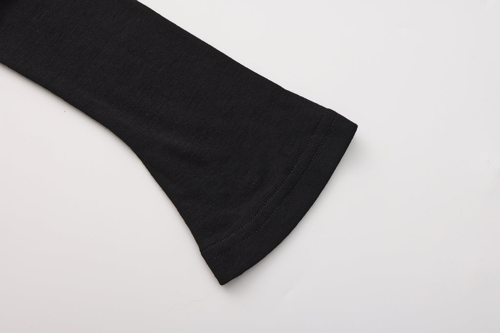 Black Off-The-Shoulder Pleated Bow Ribbon Blouse