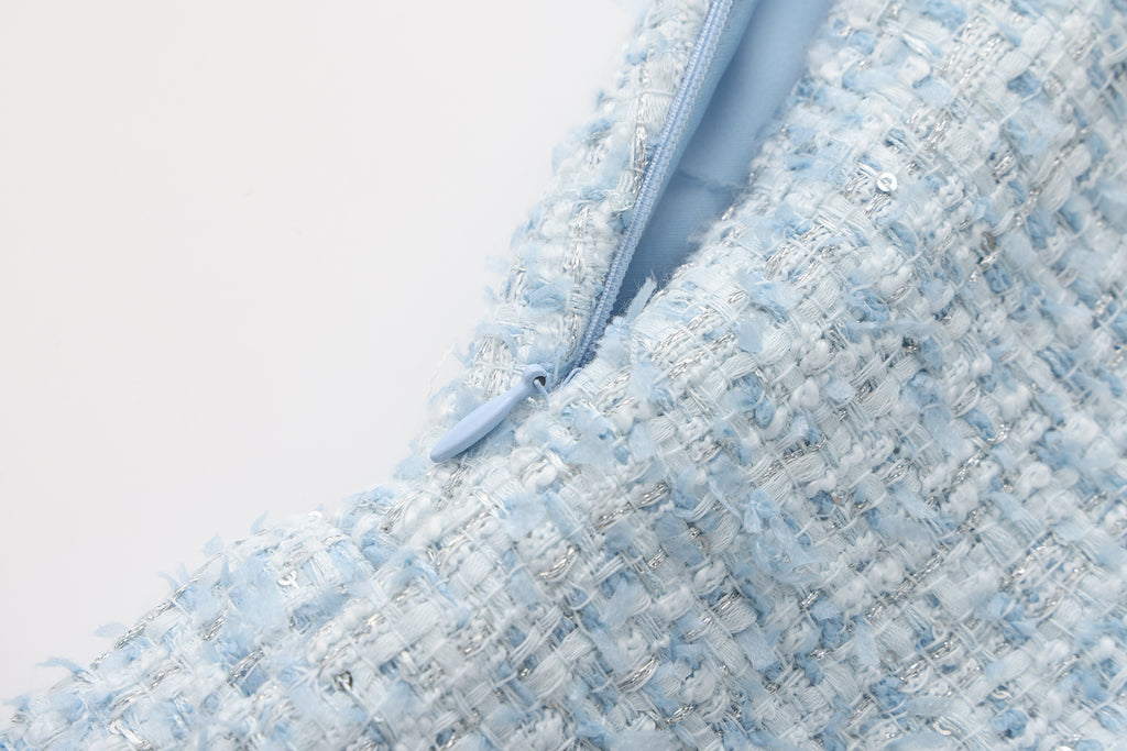 Blue Bow-Detailed Sleeveless Fitted Top