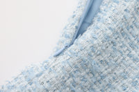 Blue Bow-Detailed Sleeveless Fitted Top