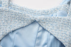 Blue Bow-Detailed Sleeveless Fitted Top