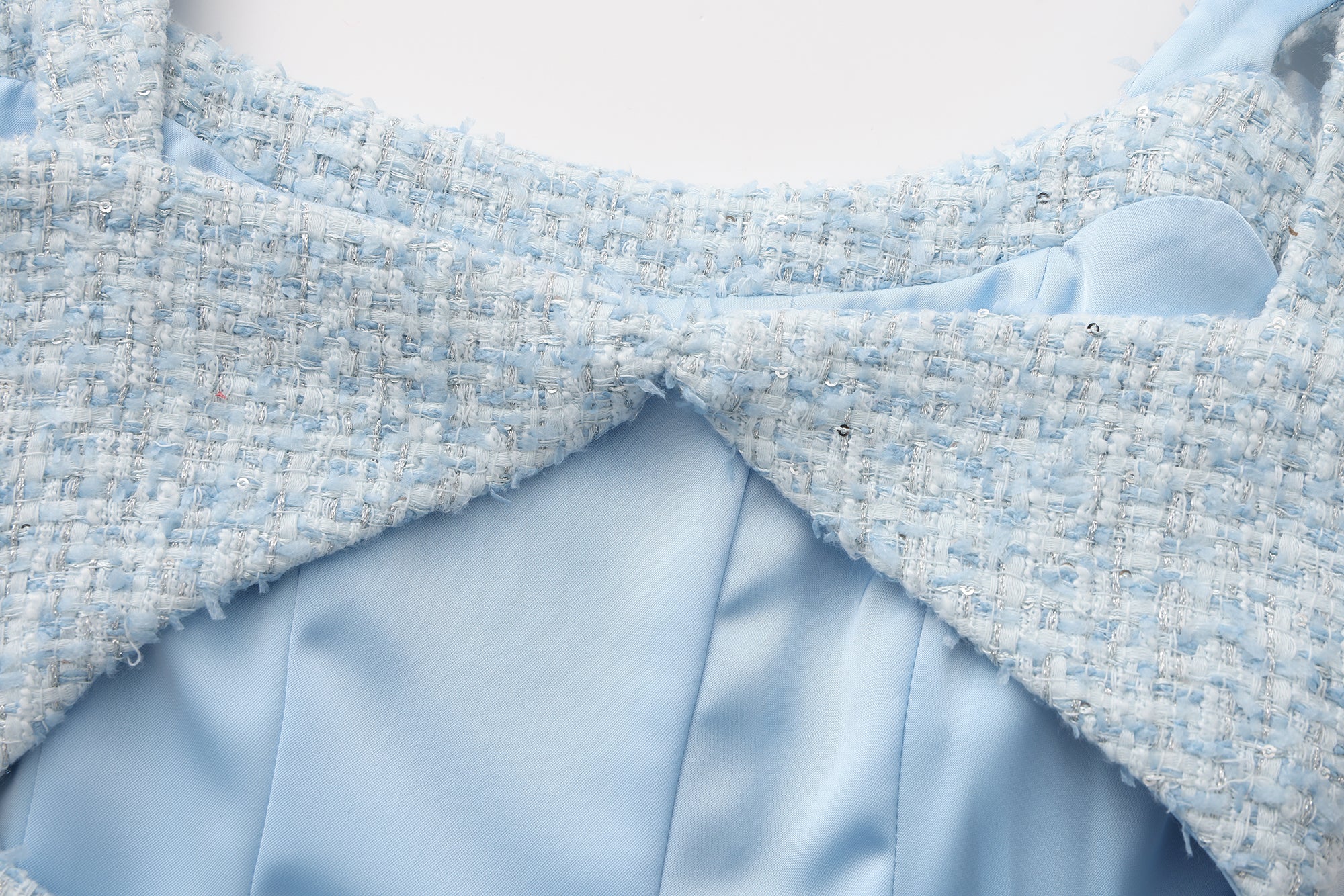Blue Bow-Detailed Sleeveless Fitted Top
