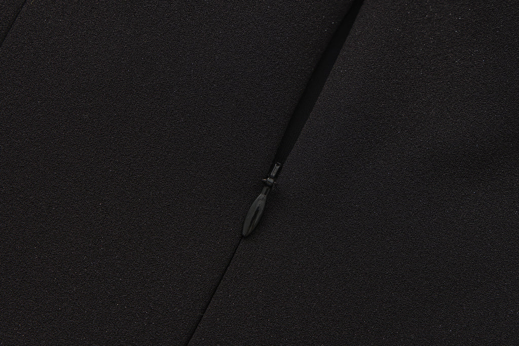 Black Bow Collared Waist-Cinching Dress