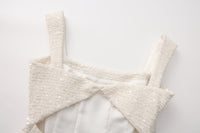 White Bow-Detailed Sleeveless Fitted Top