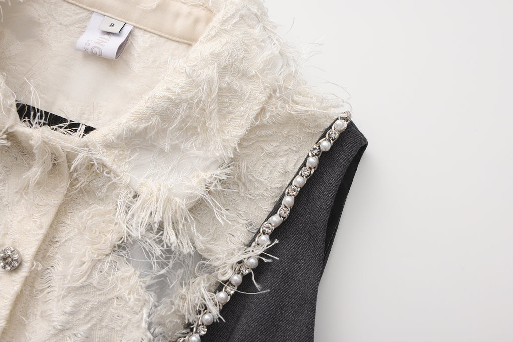 Gray Collar-Patchwork Dress