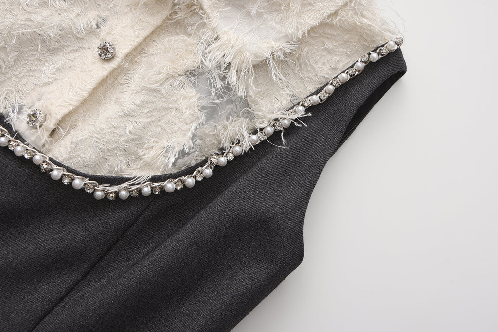 Gray Collar-Patchwork Dress