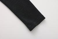 Black Bbeaded Mock-Neck False Two-Piece Top