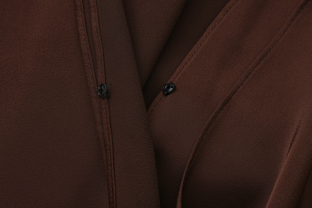 Brown Satin Ribbon Shirt