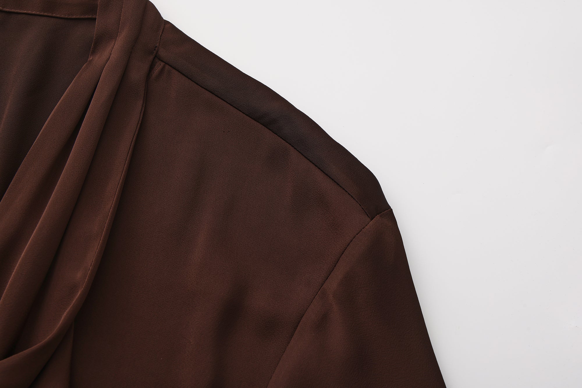 Brown Satin Ribbon Shirt