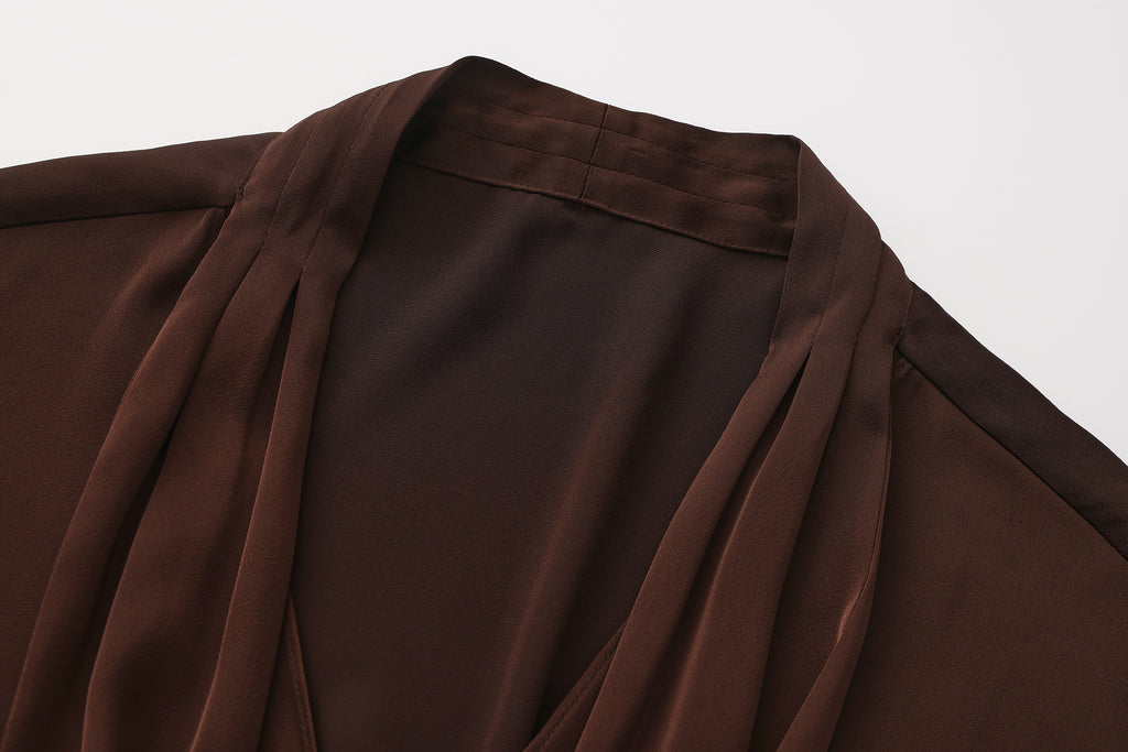 Brown Satin Ribbon Shirt