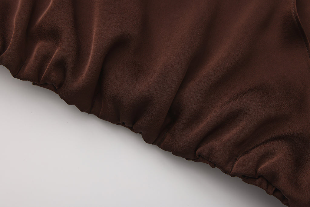 Brown Satin Ribbon Shirt