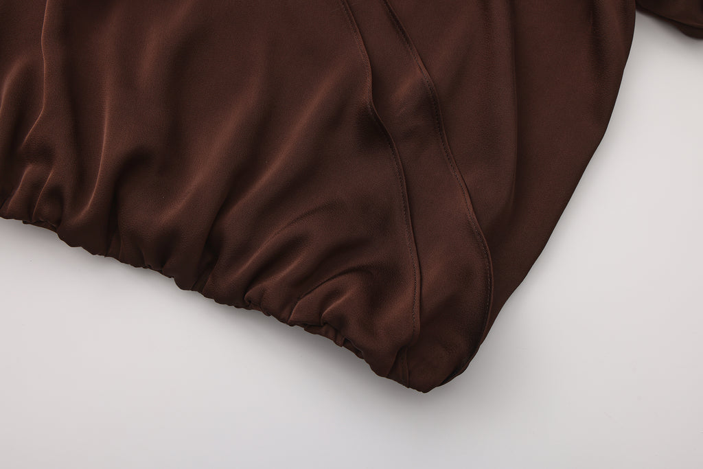 Brown Satin Ribbon Shirt