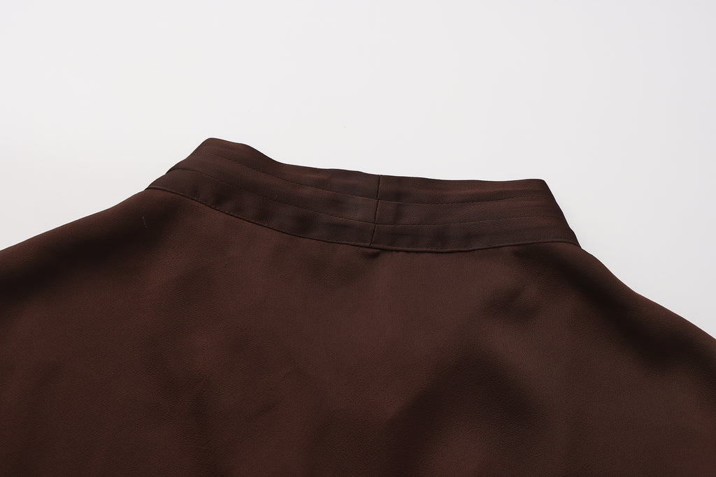 Brown Satin Ribbon Shirt