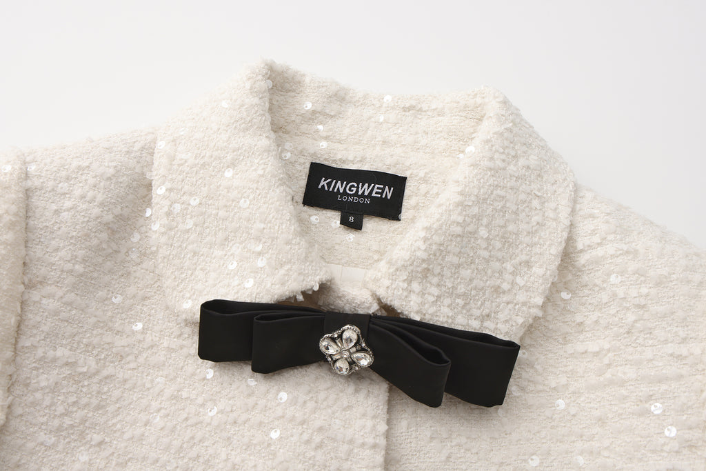 White Tweed Bow Jacket (Detachable Bow)