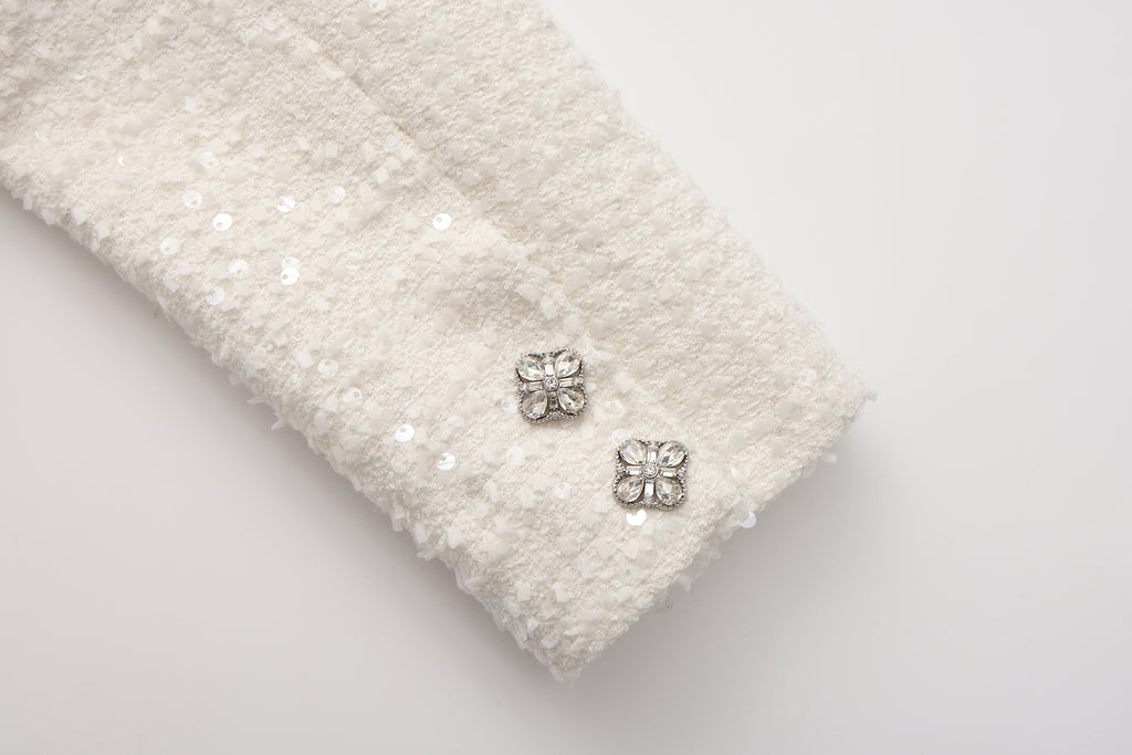 White Tweed Bow Jacket (Detachable Bow)