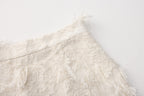 White Textured Fringe Skirt