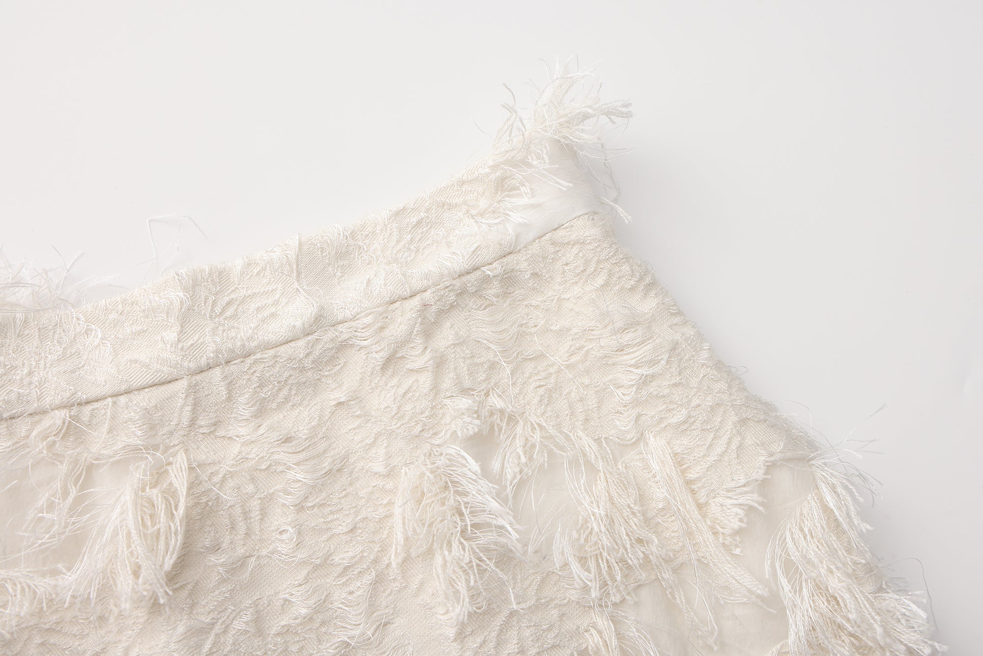 White Textured Fringe Skirt