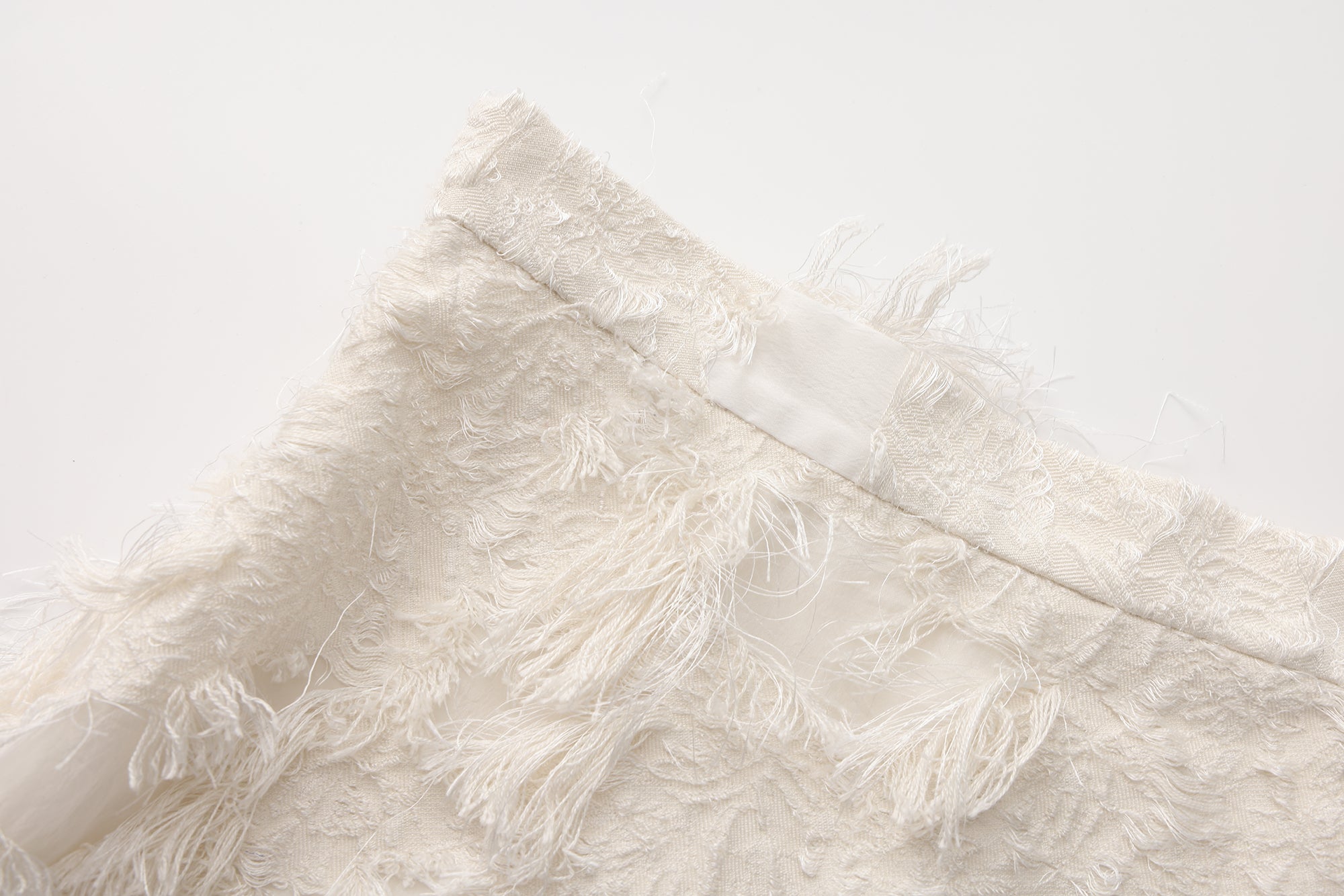 White Textured Fringe Skirt