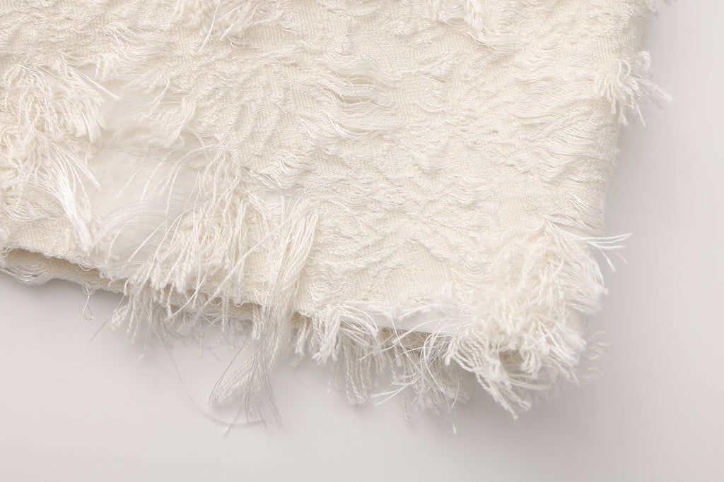 White Textured Fringe Skirt