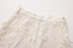 White Textured Fringe Skirt