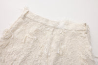 White Textured Fringe Skirt