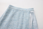 Blue Tweed Pencil Skirt