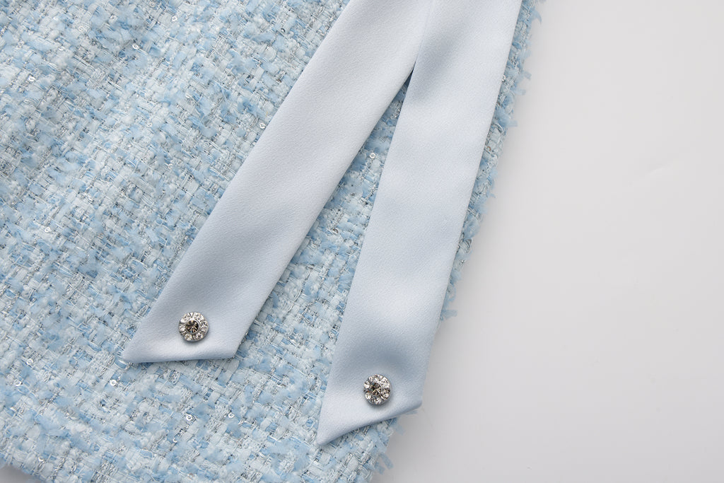 Blue Tweed Pencil Skirt