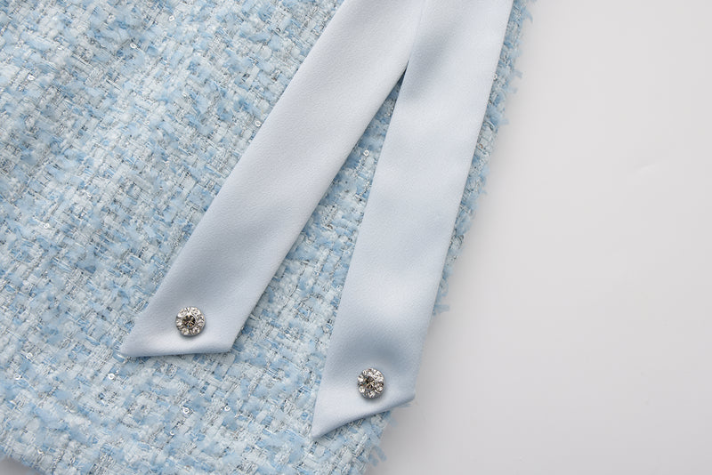 Blue Tweed Pencil Skirt
