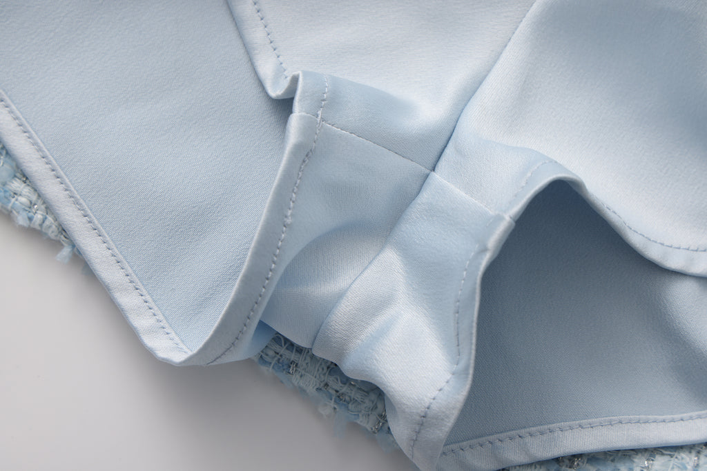 Blue Tweed Pencil Skirt