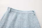 Blue Tweed Pencil Skirt