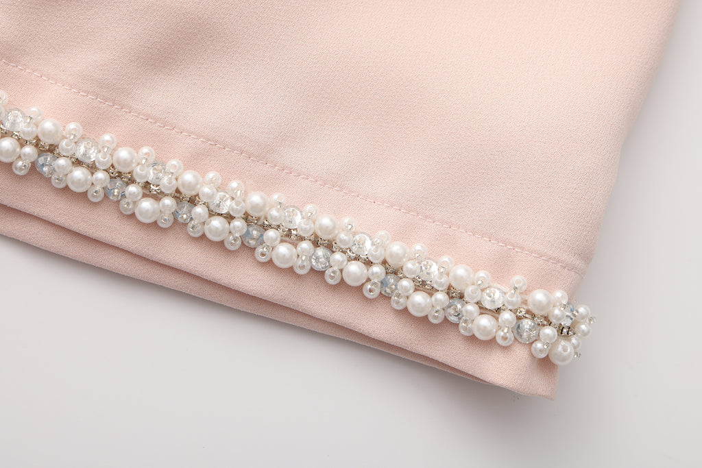 Pink Beaded Pencil Skirt