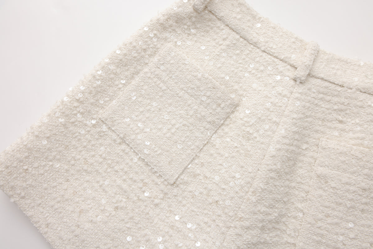 White Tweed Shorts
