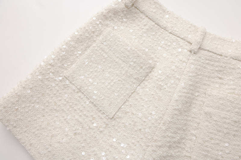 White Tweed Shorts