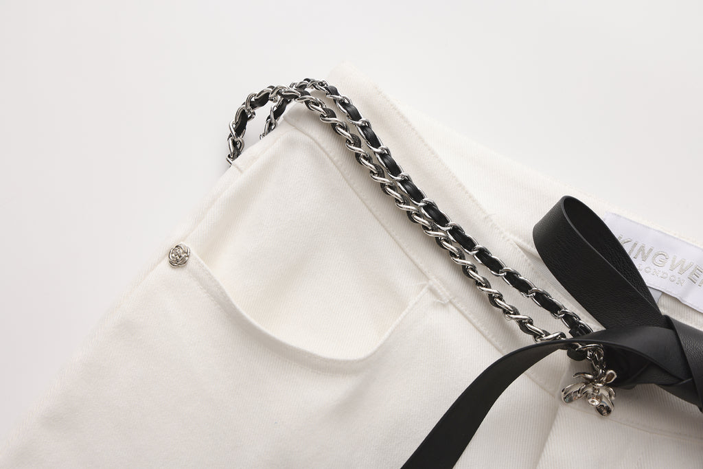 White Fitted Flare Jeans