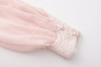 Pink Shimmering Iris-Patterned Long-Sleeved Top