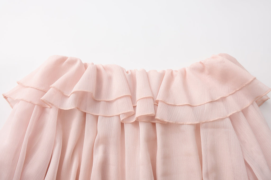 Pink Shimmering Iris-Patterned Long-Sleeved Top