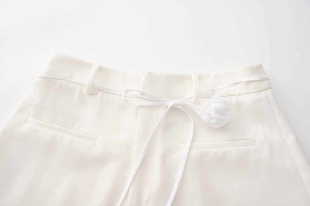 White Tencel Shorts