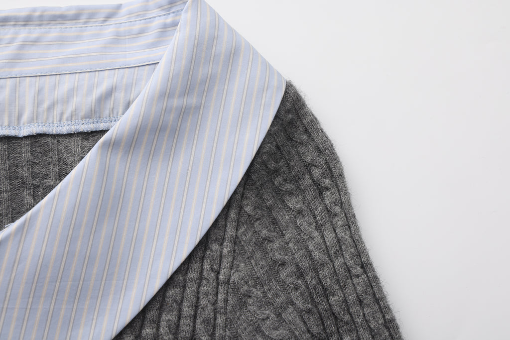 Gray Knit Patchwork Base Layer